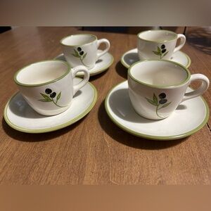 MSRF Inc. Ceramic Espresso Cup and Saucer Set 8 Piece